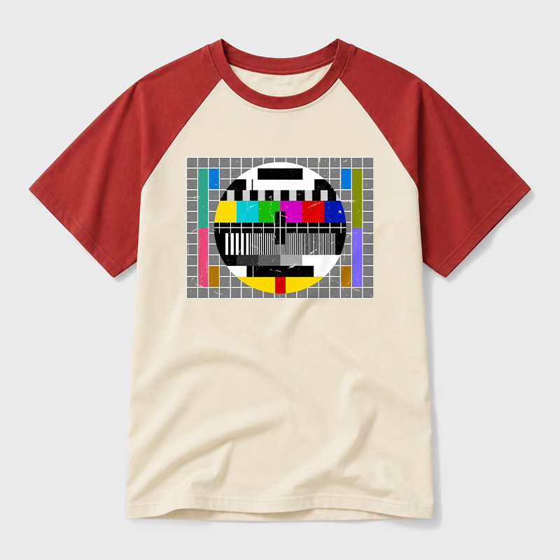 Vintage PM5544 TV Test Pattern Color Bars Geek Retro Raglan T-Shirt