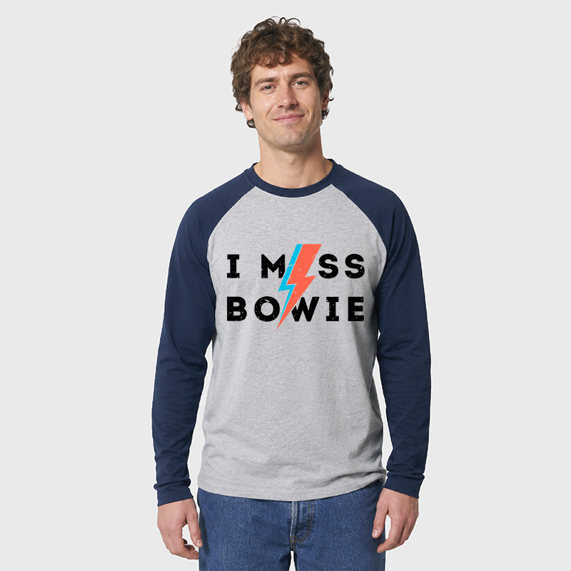 I Miss Bowie Geek Retro Raglan Long-Sleeve Tee