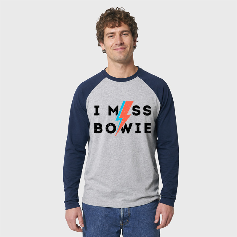 I Miss Bowie Geek Retro Raglan Long-Sleeve Tee