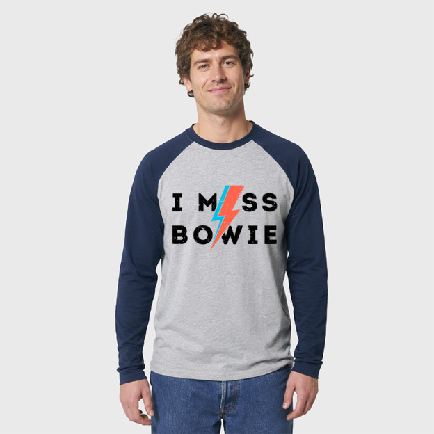 I Miss Bowie Geek Retro Raglan Long-Sleeve Tee