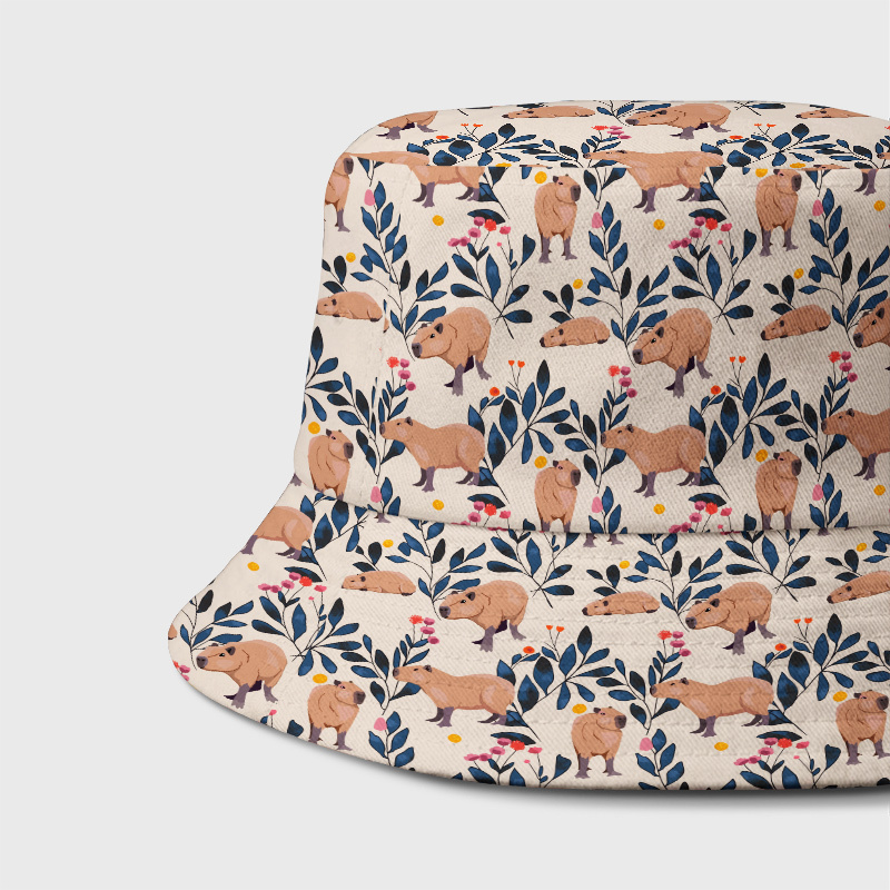 Capybara And Plants Geek Bucket Hat