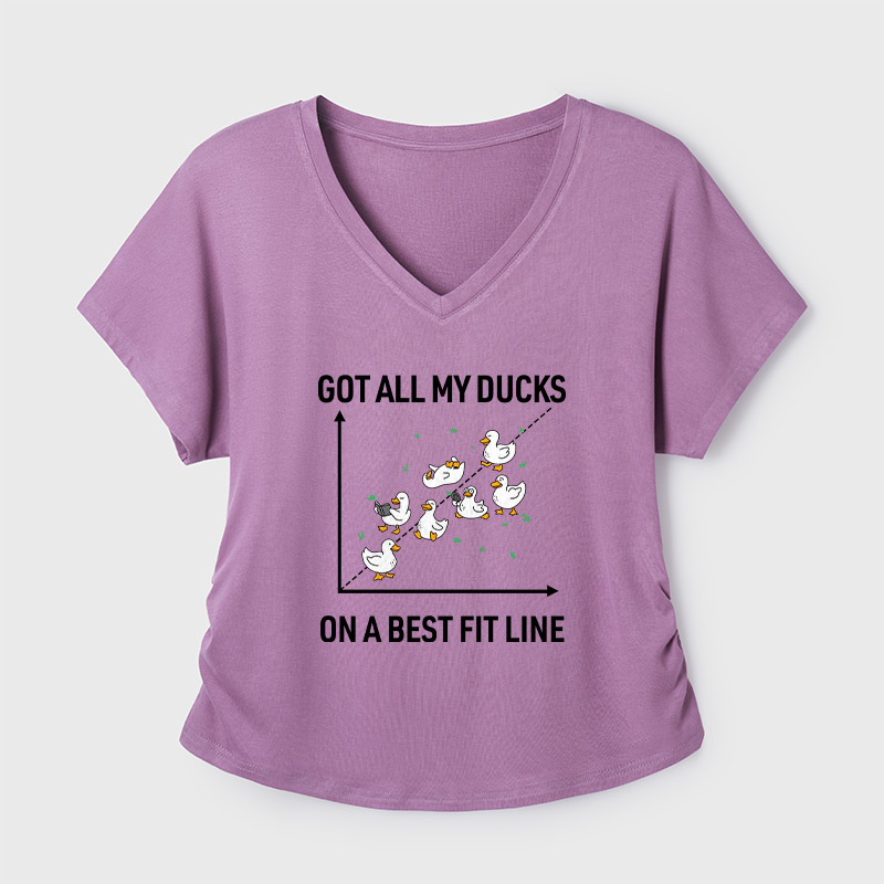 Ducks in a Row Geek Dolman Sleeve V-Neck Shirt
