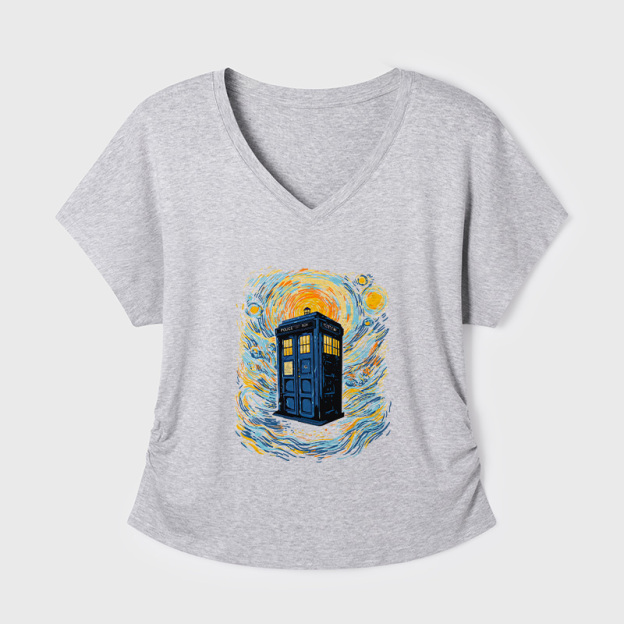 Starry Blue Box Geek Dolman Sleeve V-Neck Shirt