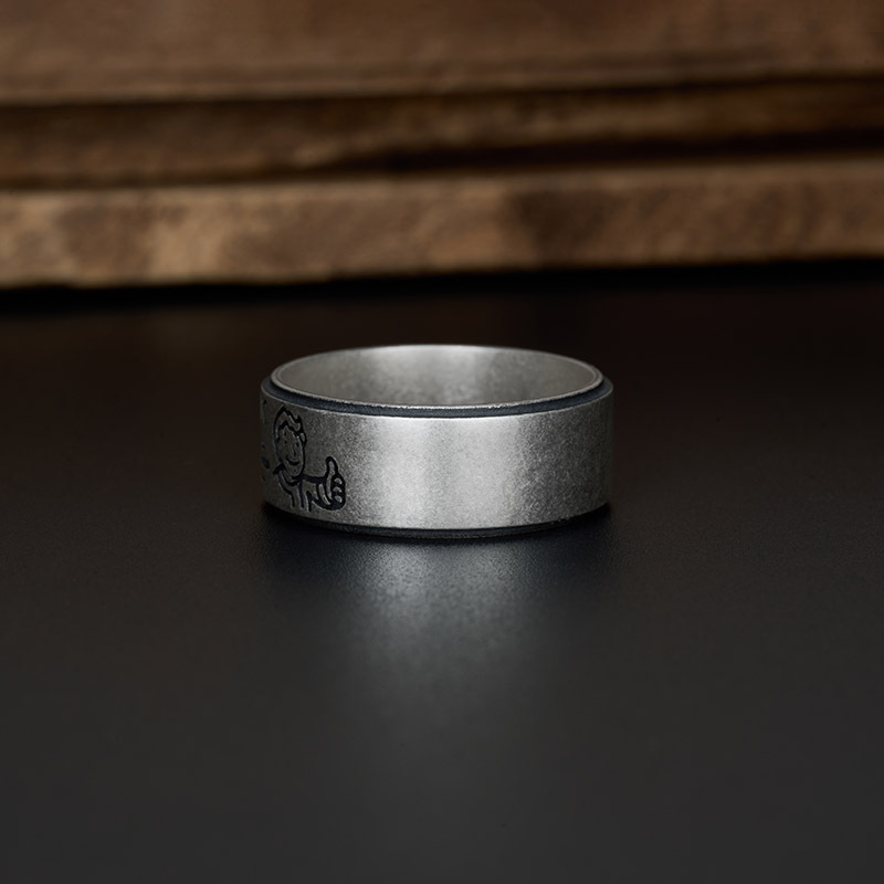 Vault Boy Geek Silver Band Ring