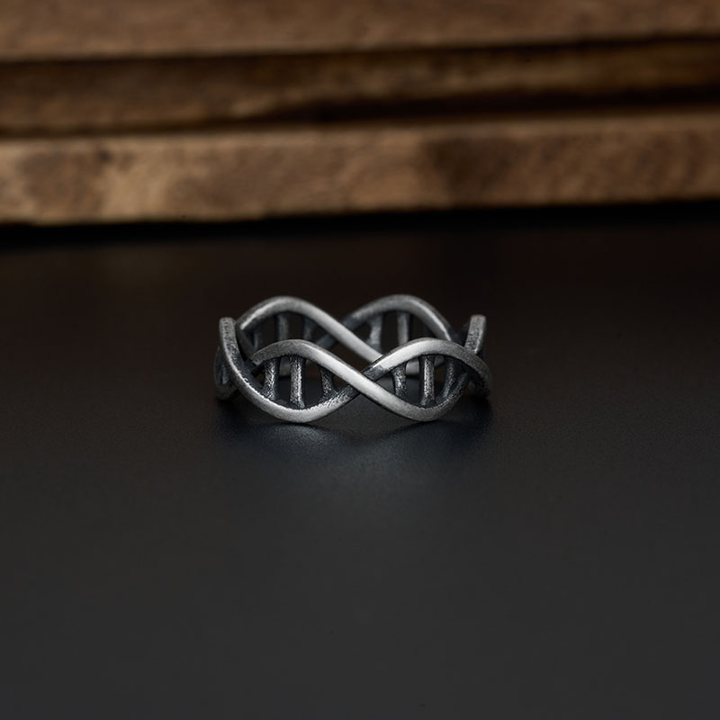 DNA Geek Silver Band Ring