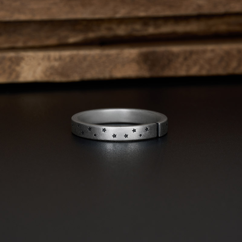 Moon Geek Silver Band Ring