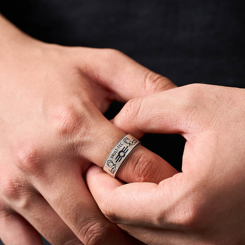 Vault Boy Geek Silver Band Ring