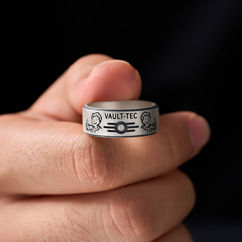 Vault Boy Geek Silver Band Ring