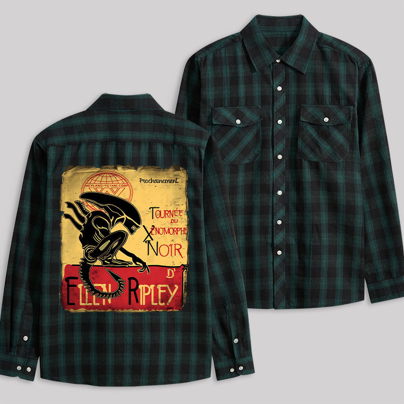 Tour of the Xenomorph Plaid Flannel Shirt