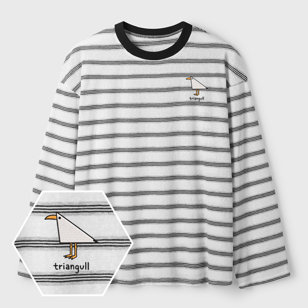 Triangull Lycra Striped Embroidered Long-Sleeve Shirts