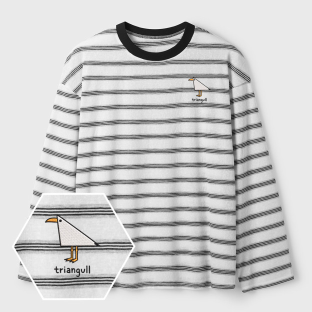 Triangull Lycra Striped Embroidered Long-Sleeve Shirts