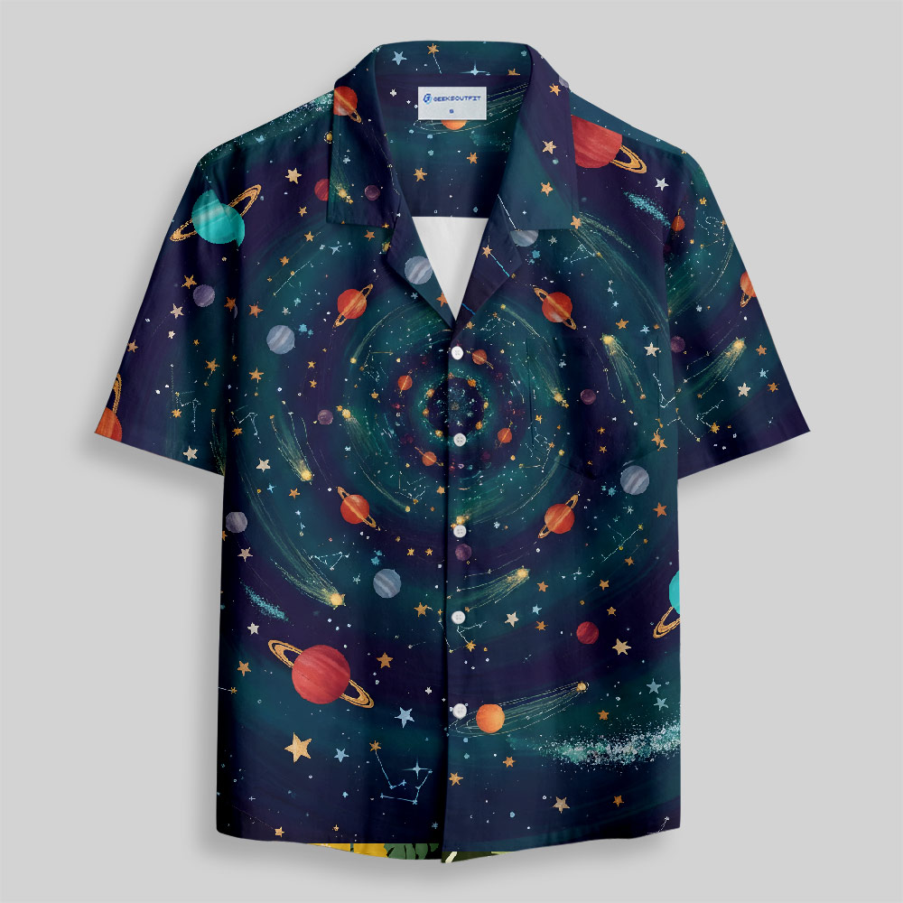 Dance of the Cosmic Melody Button Up Pocket Shirt