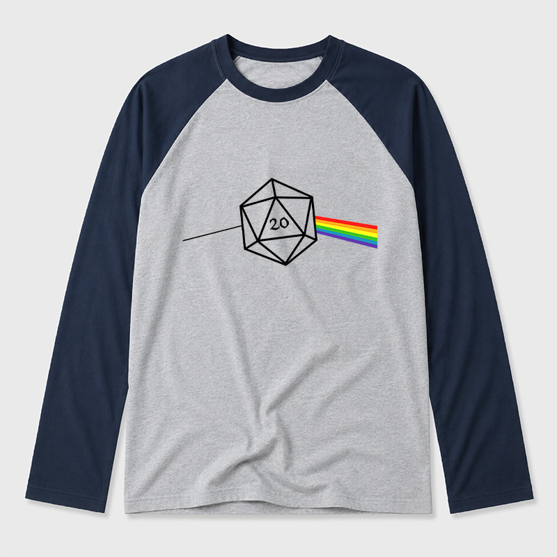 Dungeons And Dragons D20 Win Geek Retro Raglan Long-Sleeve Tee