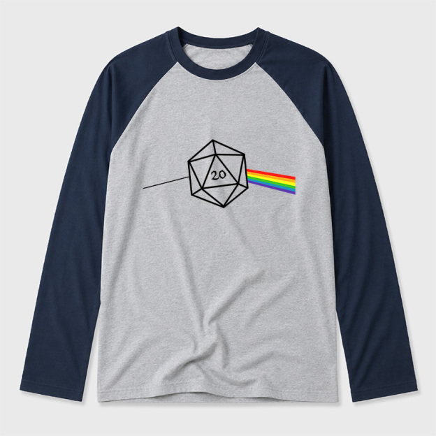 Dungeons And Dragons D20 Win Geek Retro Raglan Long-Sleeve Tee