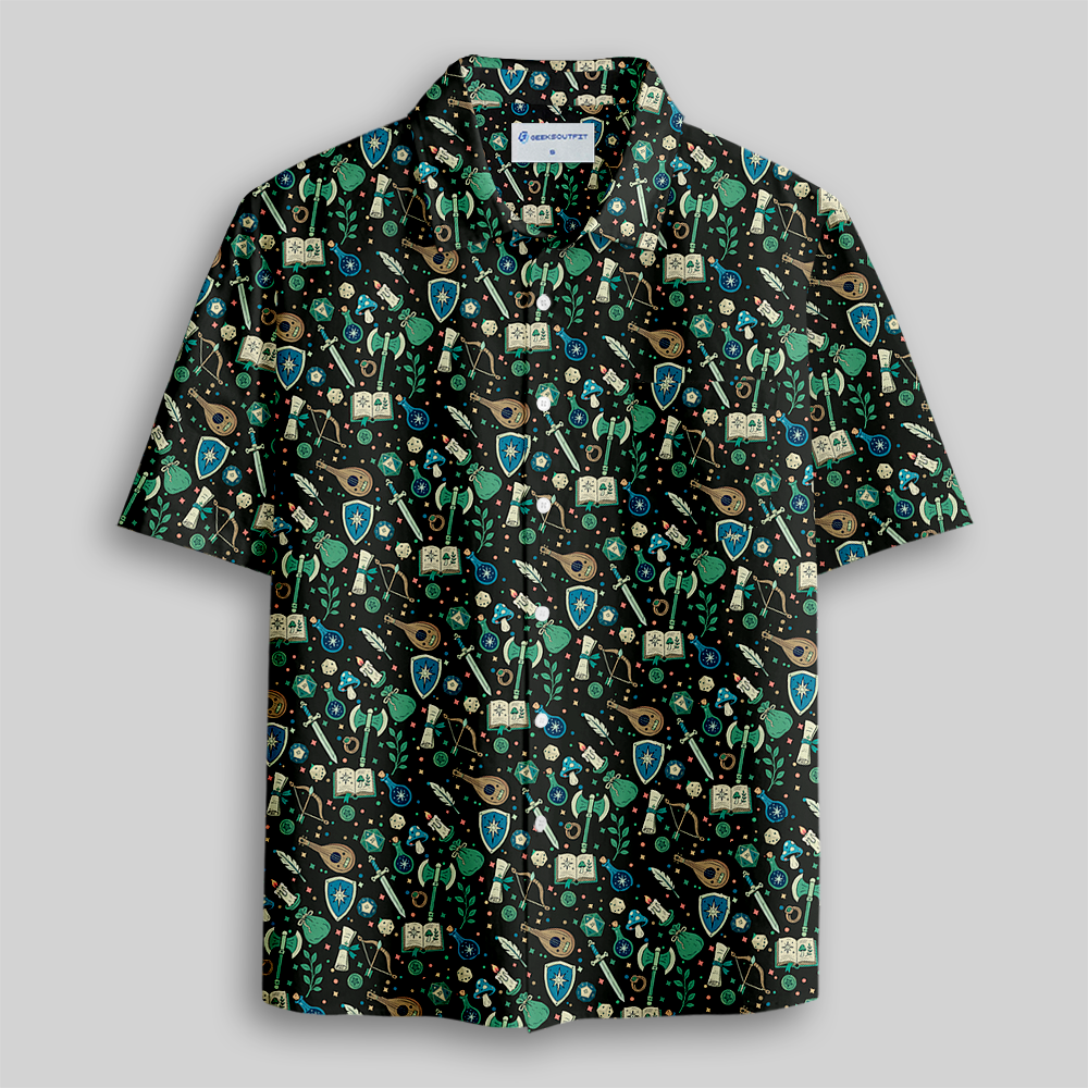 Fantasy RPG Adventure Gear Button Up Pocket Shirt