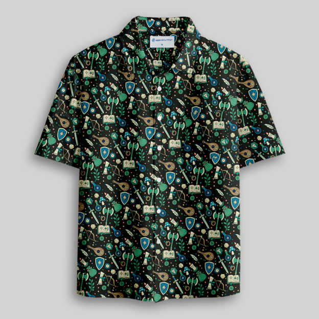 Fantasy RPG Adventure Gear Button Up Pocket Shirt