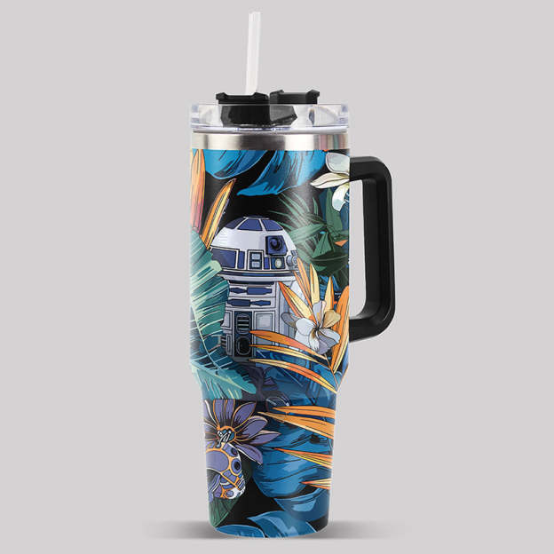 Robot Hawaiian Leaves 40oz Tumbler