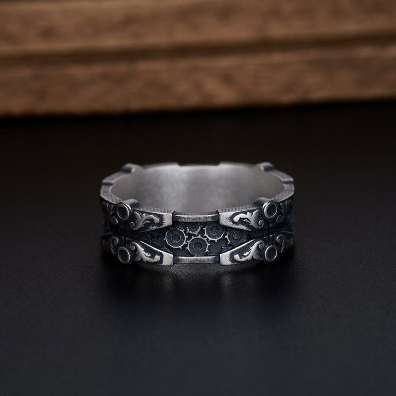 Steampunk Legacy Geek Silver Band Ring