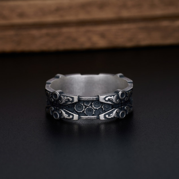 Steampunk Legacy Geek Silver Band Ring