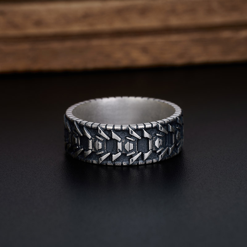 Horizon Technology Geek Silver Band Ring