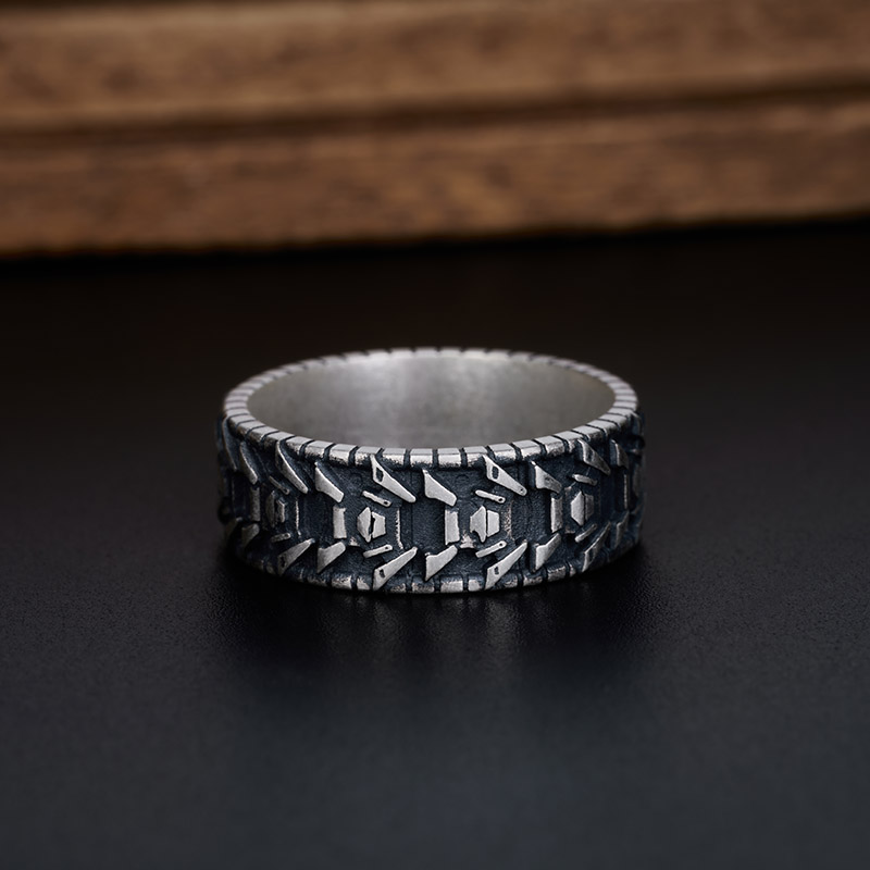 Horizon Technology Geek Silver Band Ring