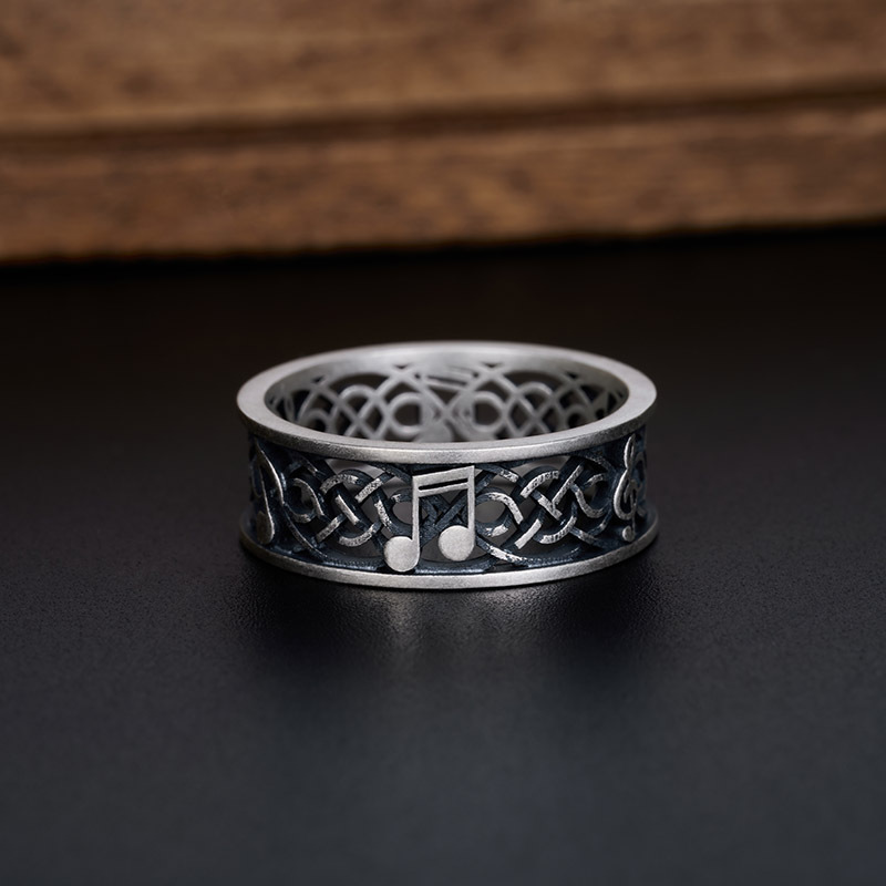 Love Music Geek Silver Band Ring