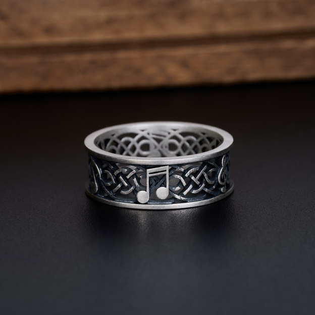 Love Music Geek Silver Band Ring