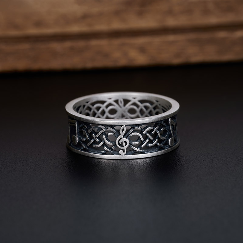 Love Music Geek Silver Band Ring