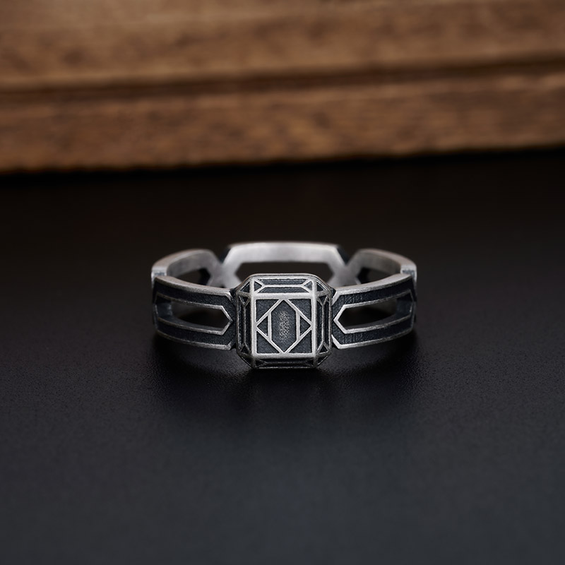 Fantasy Dwarf Geek Silver Band Ring