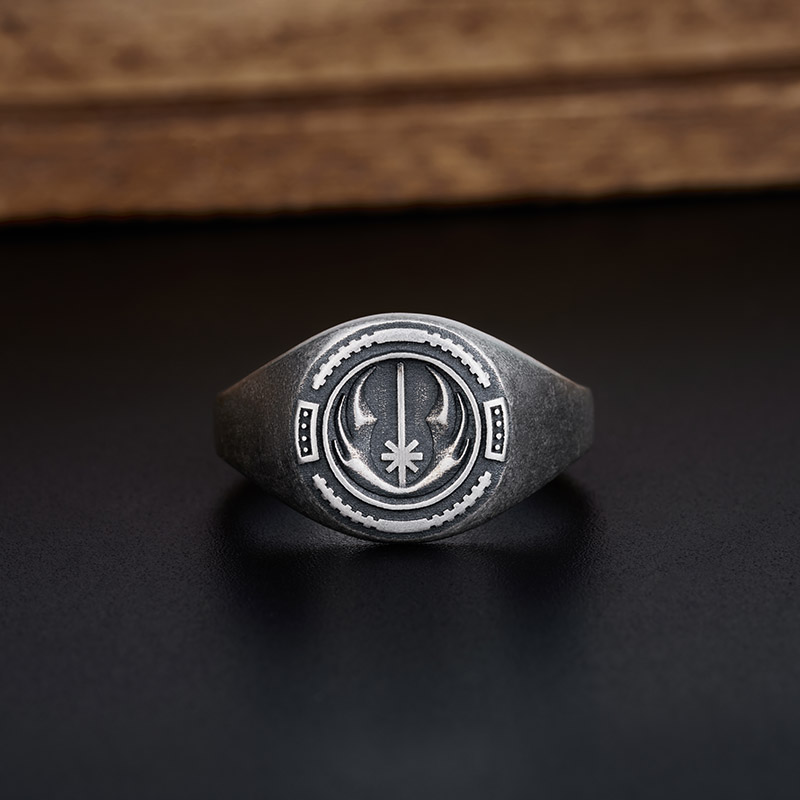Jedi Knight Geek Silver Band Ring