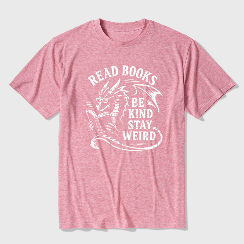 Read Books Be Kind Stay Weird Ultra Soft Heather Tee