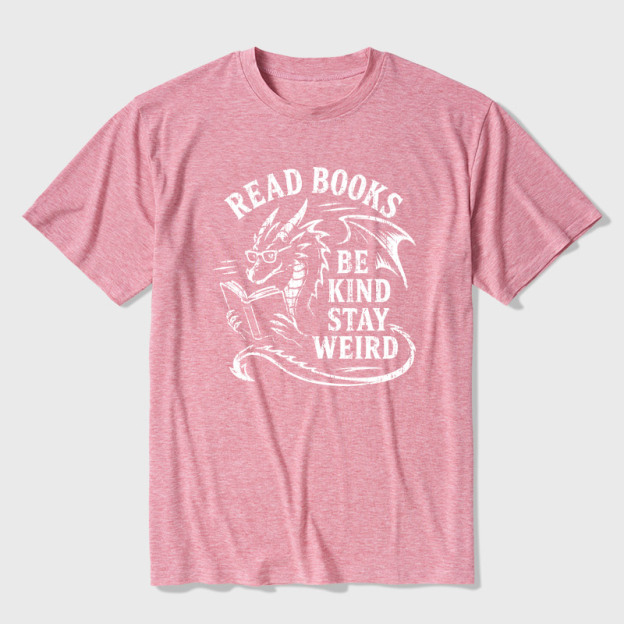 Read Books Be Kind Stay Weird Ultra Soft Heather Tee