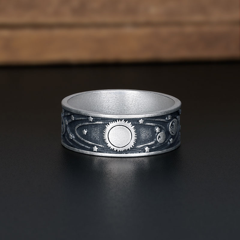 Solar System Geek Silver Band Ring