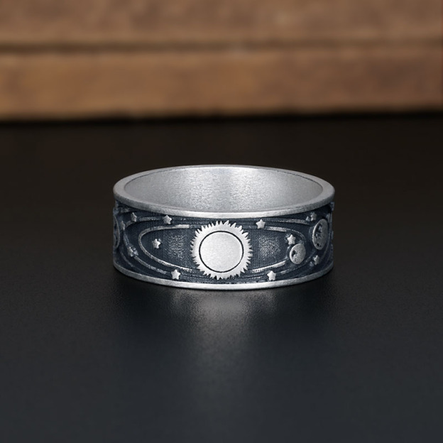 Solar System Geek Silver Band Ring