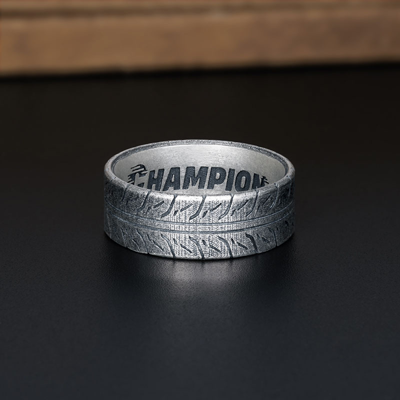 Metal Tires Geek Silver Band Ring