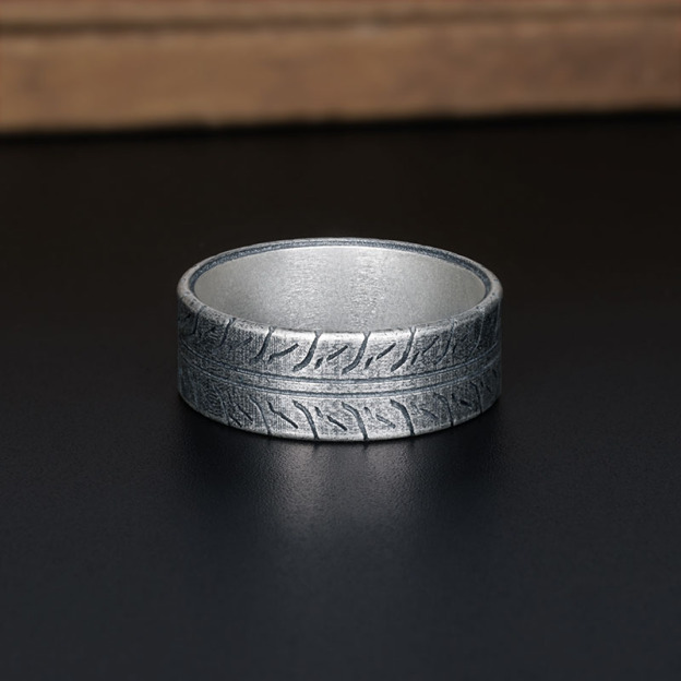 Metal Tires Geek Silver Band Ring