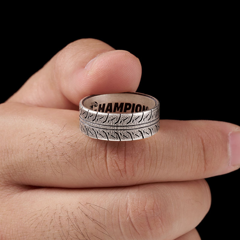 Metal Tires Geek Silver Band Ring