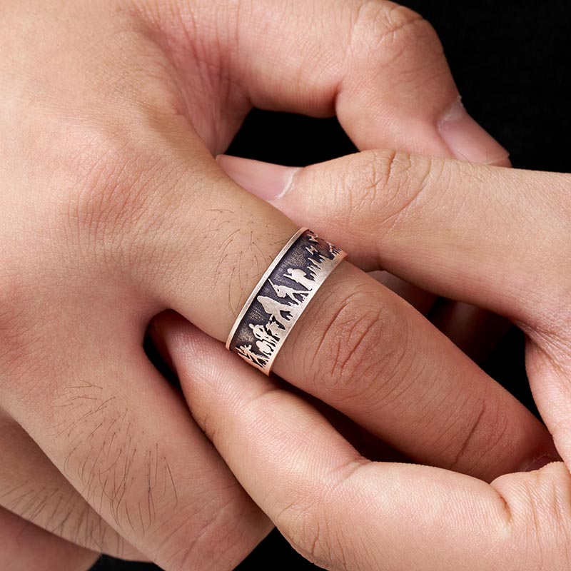 Silhouette Hero Geek Silver Band Ring