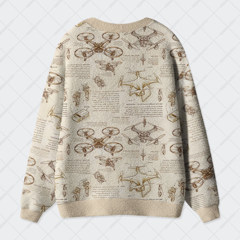 Retro Mechanica Geek Ugly Cardigan Sweaters 
