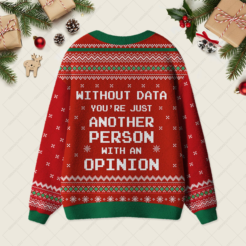 Without Data You're Just Another Person Red Geek Ugly Cardigan Sweaters 