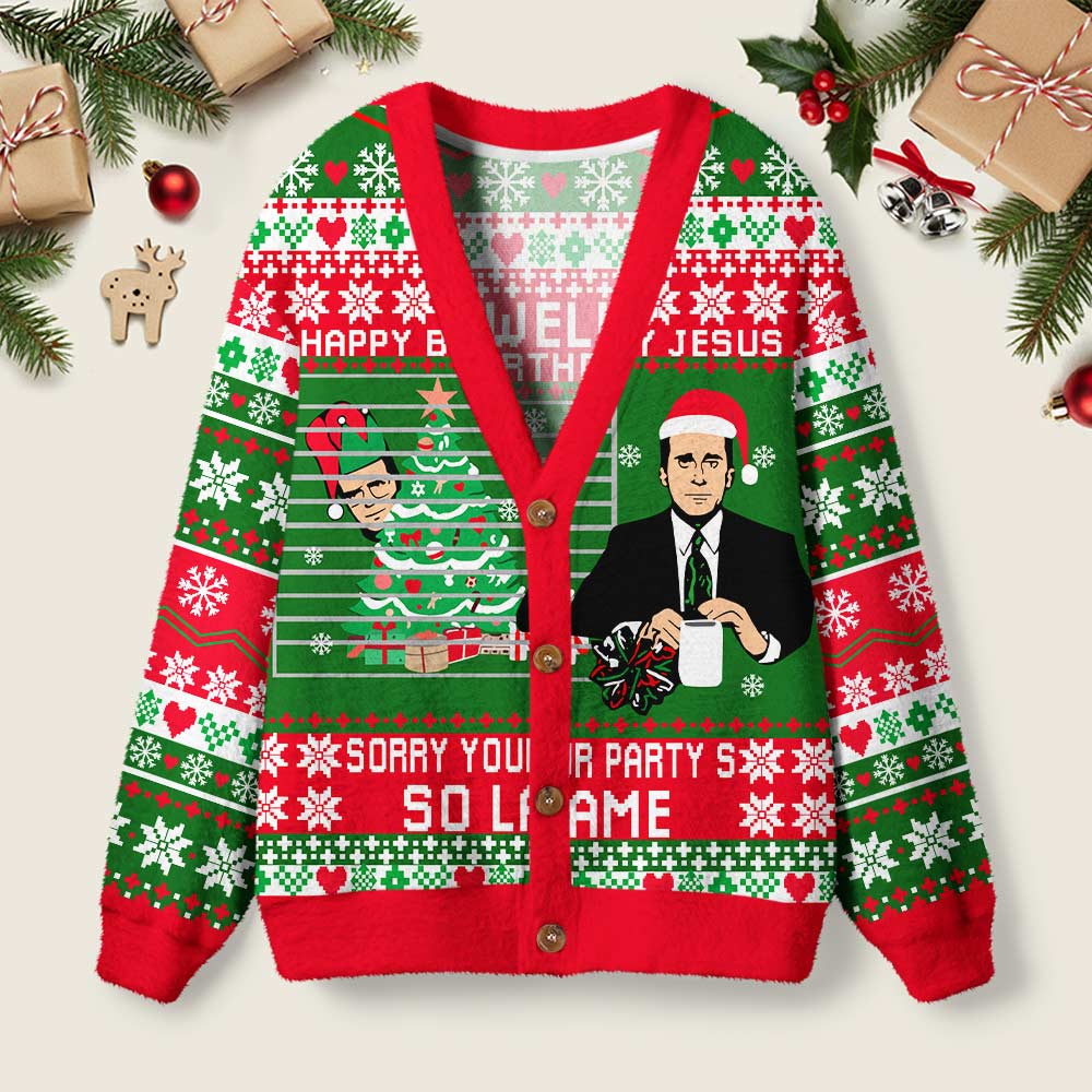 Happy Birthday Jesus Geek Ugly Cardigan Sweaters