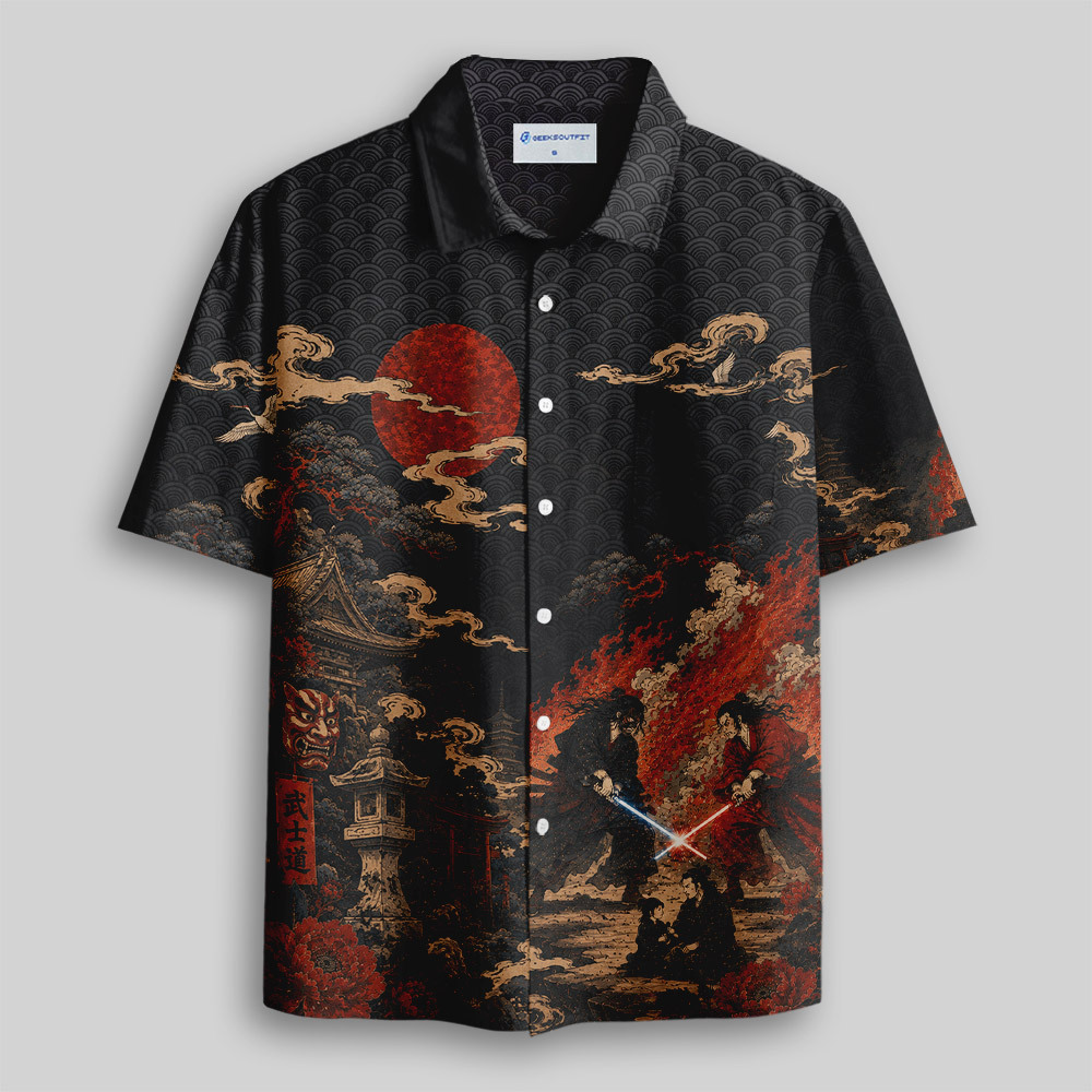 Vintage Ukiyo-e Laser Katana Samurai Duel Geek T-Shirt