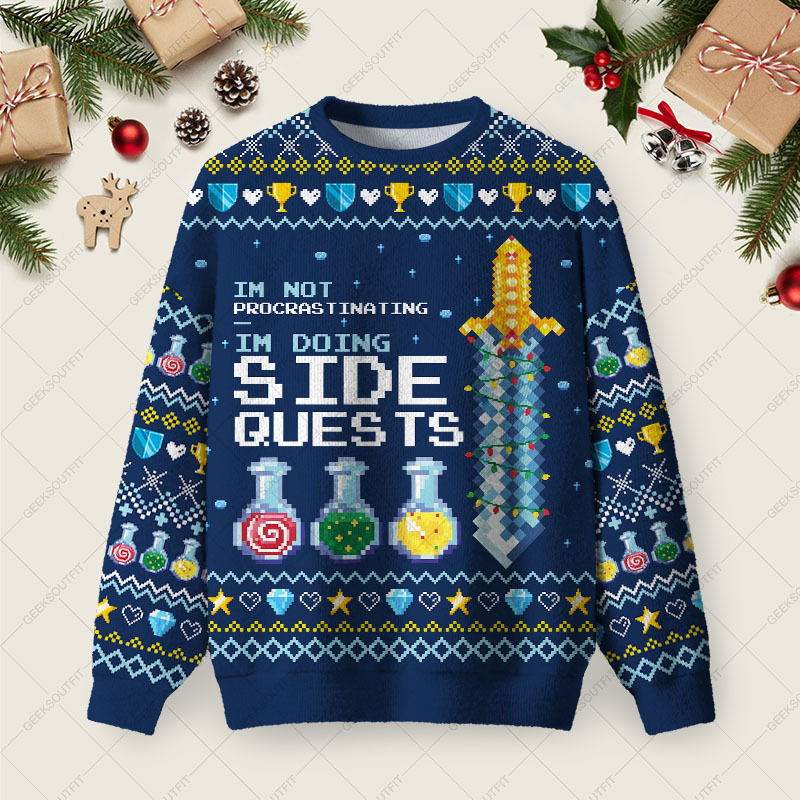 Geeksoutfit Im Not Procrastinating Ugly Christmas Fuzzy Fleece Sweatshirt for Sale