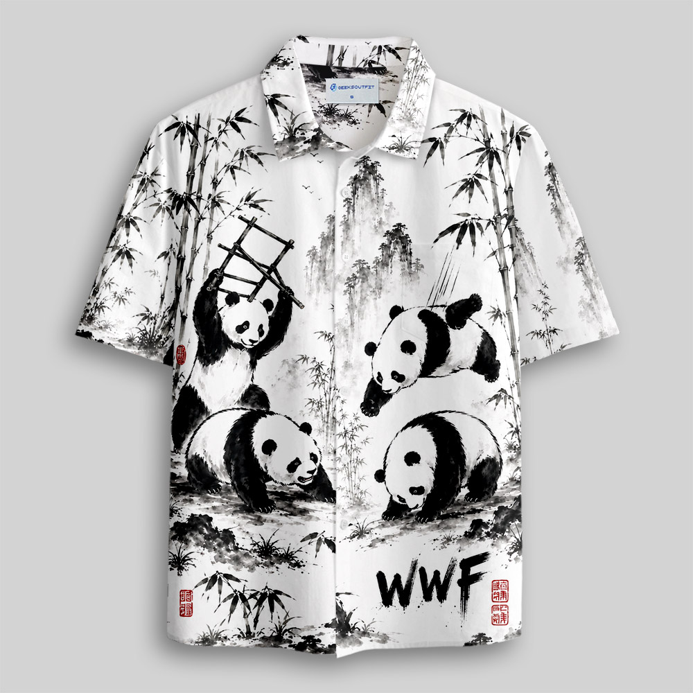 Bamboo Panda WWF Steel Ladder Wrestling Button Up Pocket Shirt