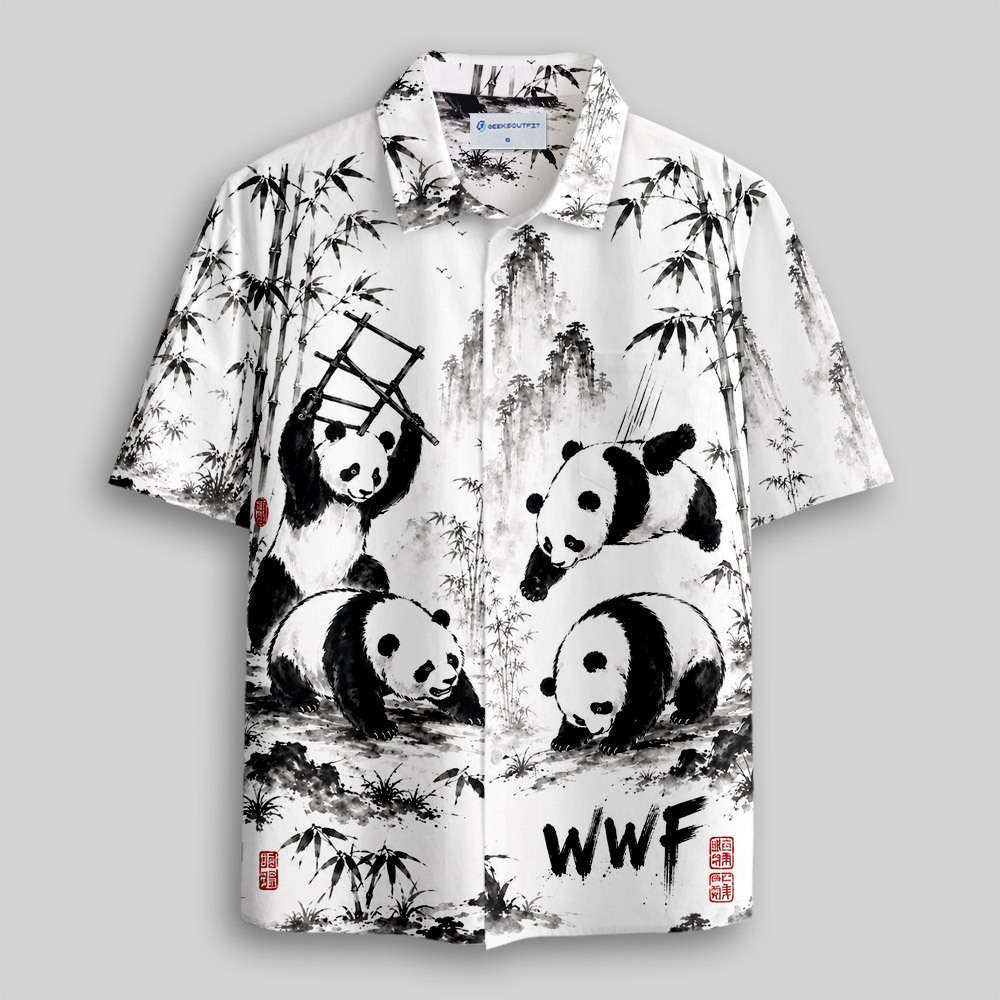 Bamboo Panda WWF Steel Ladder Wrestling Button Up Pocket Shirt