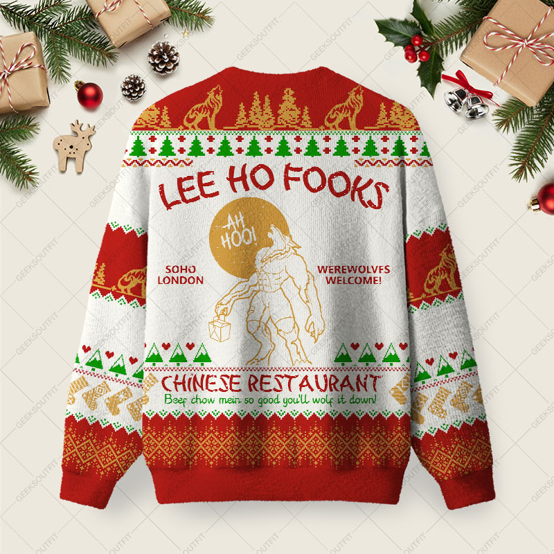 LEE HO FOOKS Ugly Christmas Fuzzy Fleece Sweatshirt