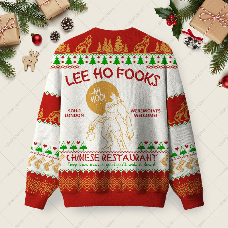 LEE HO FOOKS Ugly Christmas Fuzzy Fleece Sweatshirt