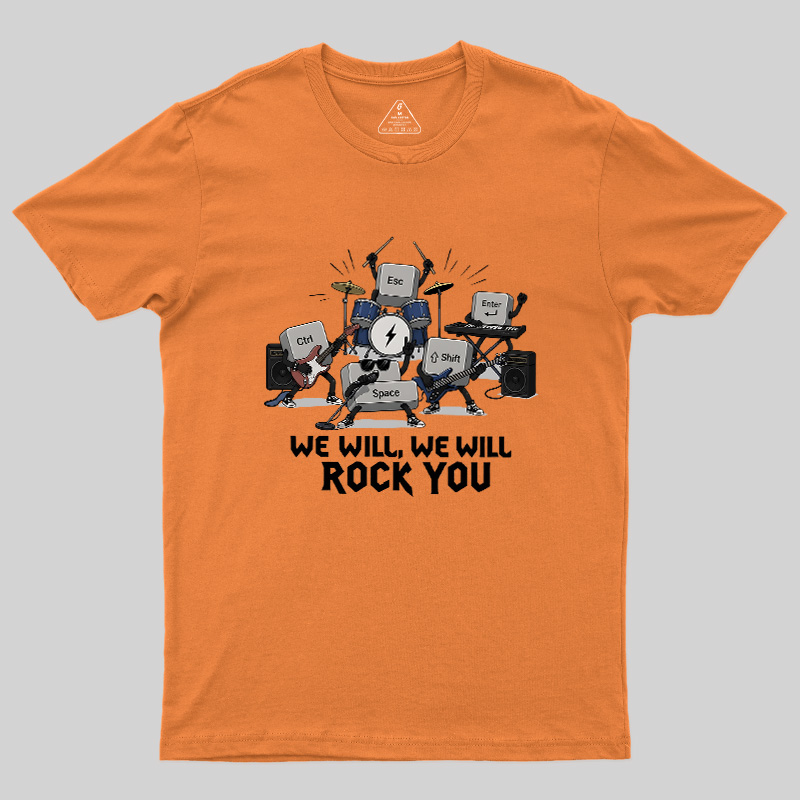 Keyboard Rock Band Print Geek T-Shirt