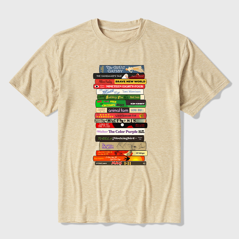 Classic Banned Books Stack Ultra Soft Heather Tees