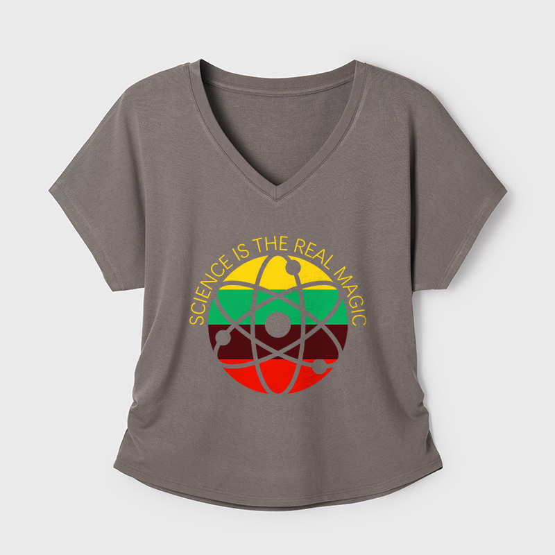 Science Is Real Geek Dolman Sleeve V-Neck Shirt